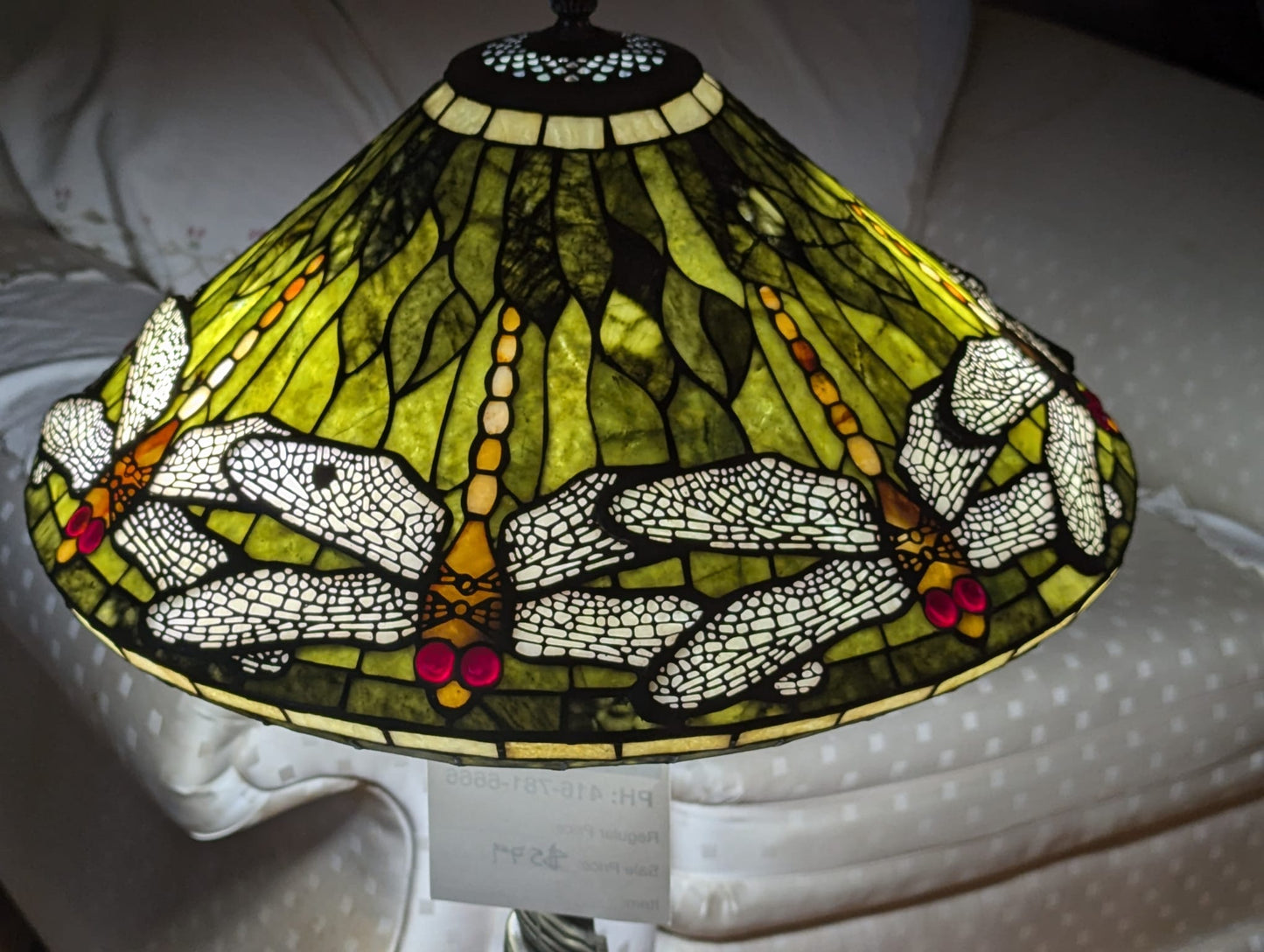 Dragon Fly Trimmed Jade Table Lamp