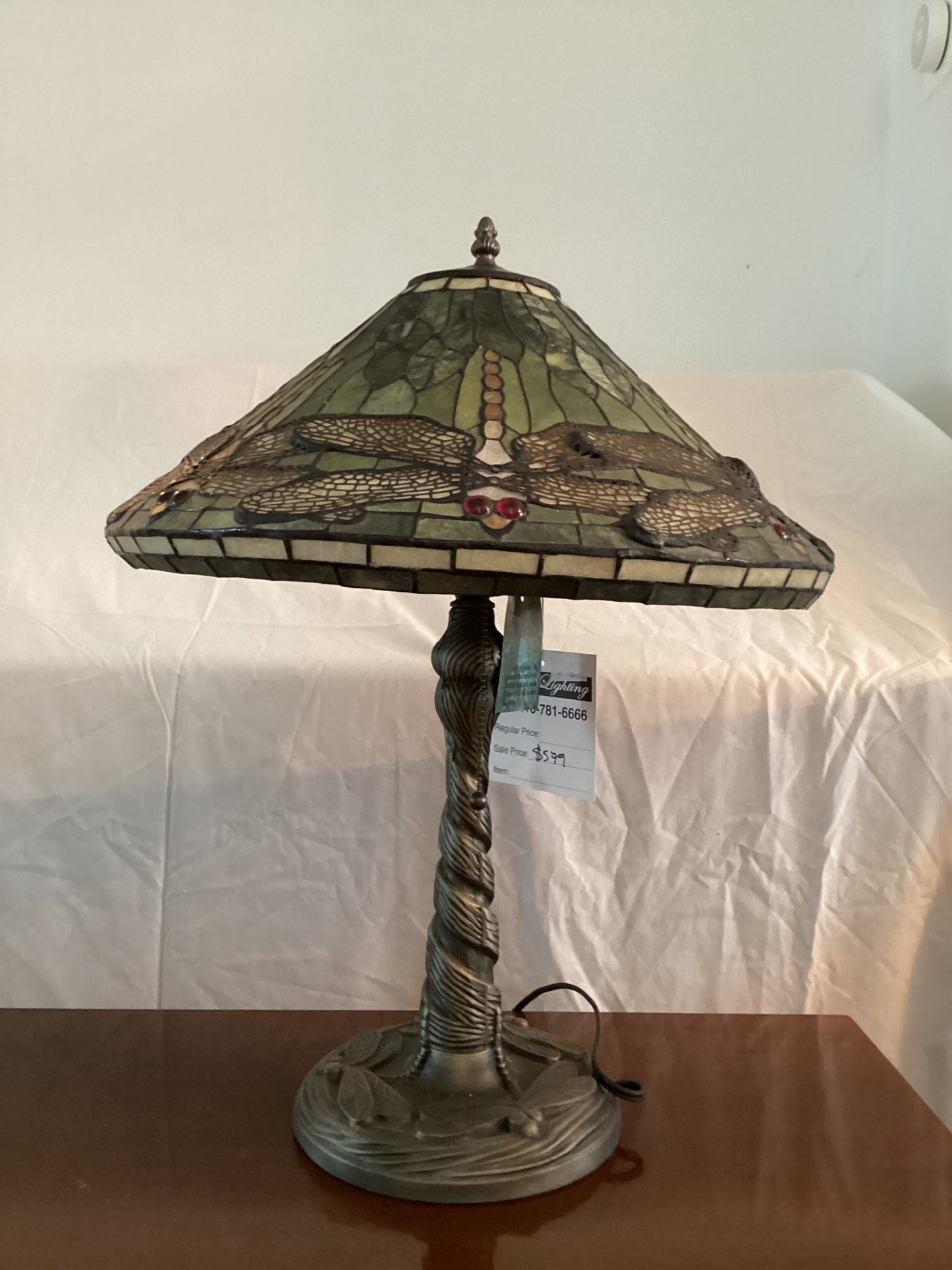 Dragon Fly Trimmed Jade Table Lamp
