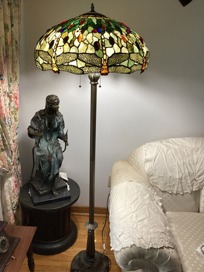 Dragon Fly Engraved Jade Floor Lamp