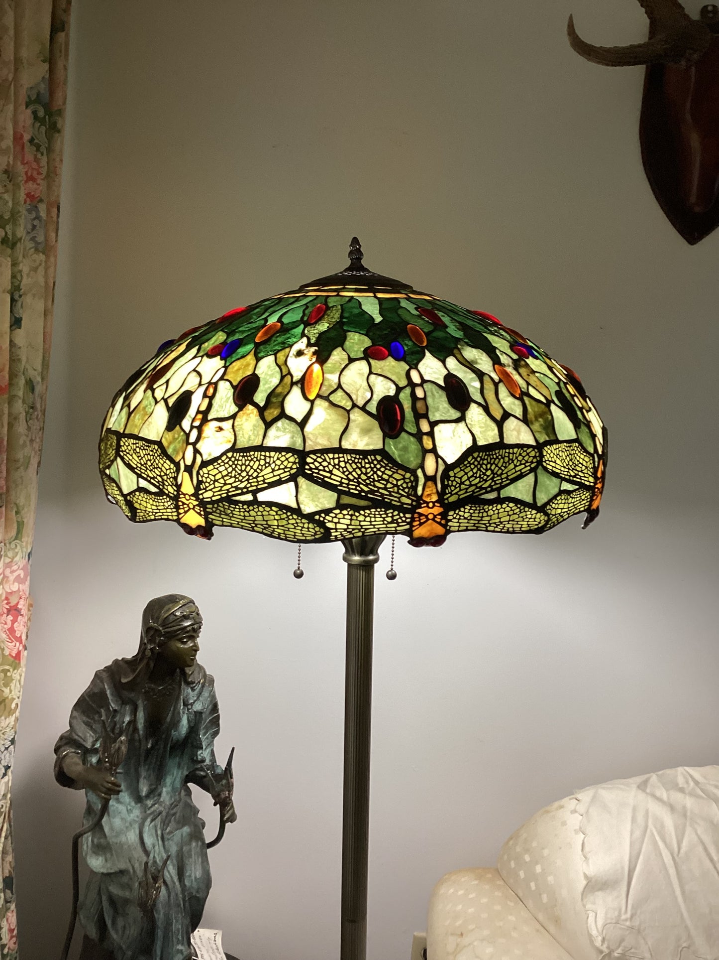 Dragon Fly Trimmed Jade Floor Lamp