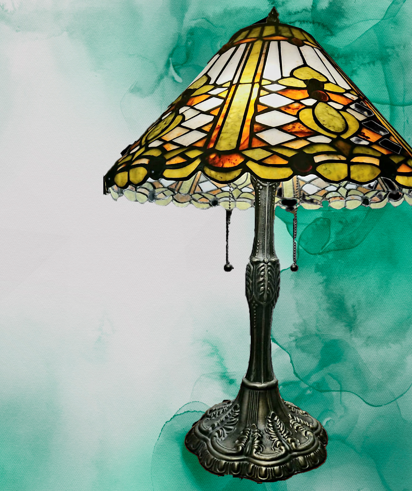 Multi-coloured Jade Table Lamp