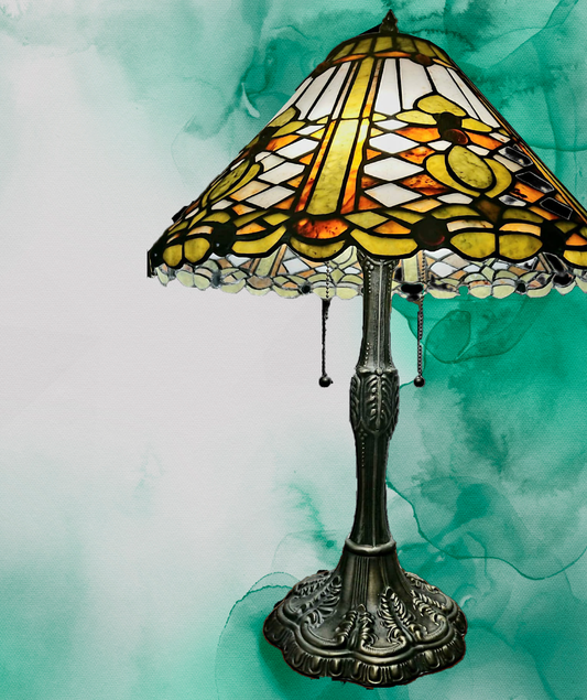 Multi-coloured Jade Table Lamp